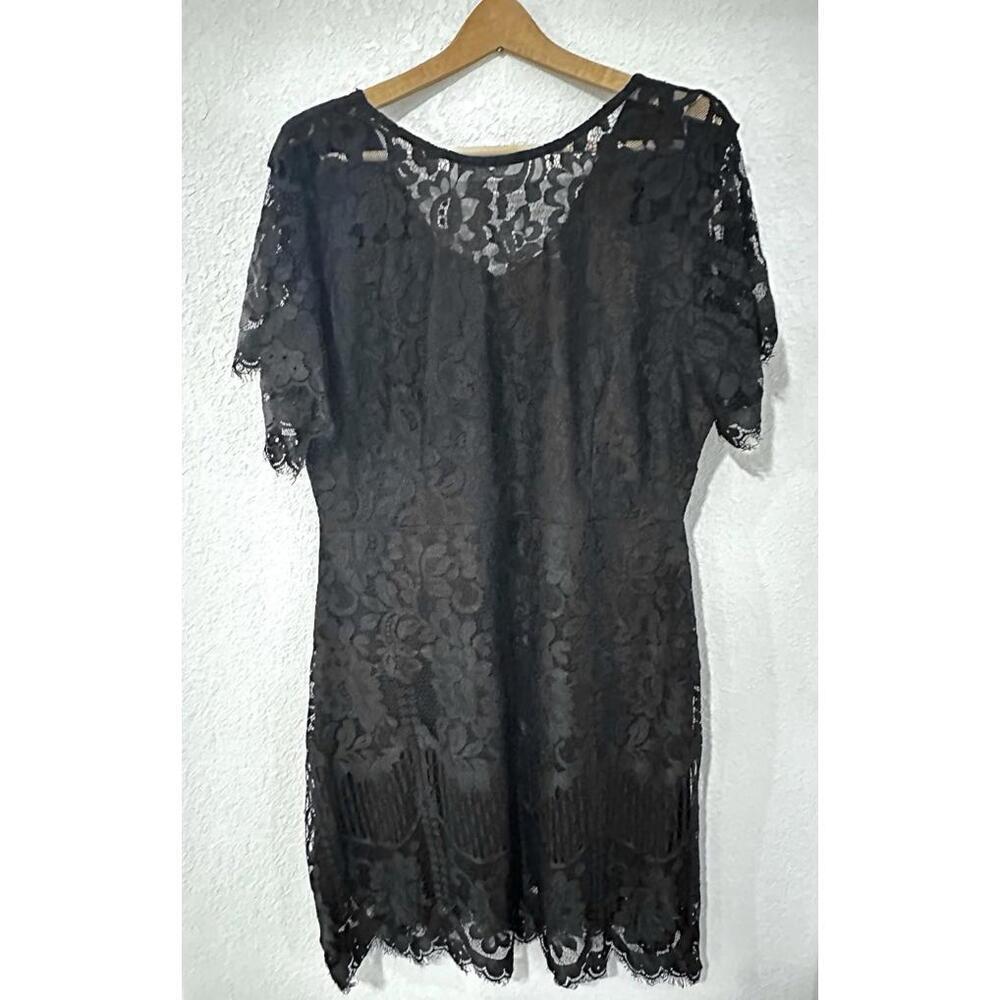MSLG Black Lace Wedding Guest Dress Short V-Back Zipper Closure Women's XXL -NEW - Picture 1 of 9
